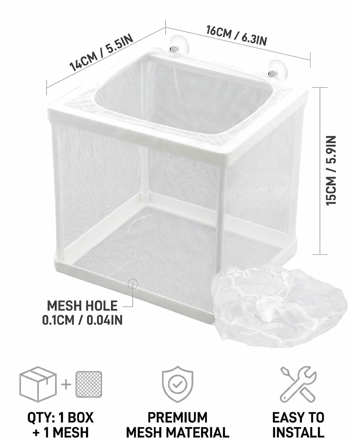 Boîte d’Élevage de Poissons, Aquarium Incubateur Filet, Séparation et Isolation pour Poisson Bébé