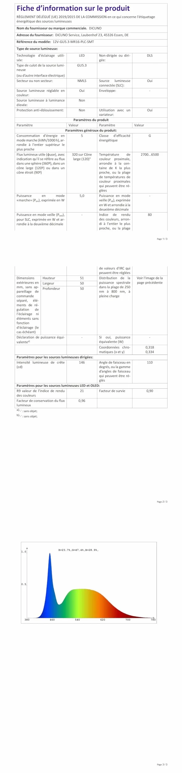 DiCUNO Ampoule Connectée LED GU5.3 MR16 WiFi Intelligente Compatible Alexa Google Home 12V 5W Dimmable 2700K-6500K RGBCW 320LM Sans Hub 4 Pièces