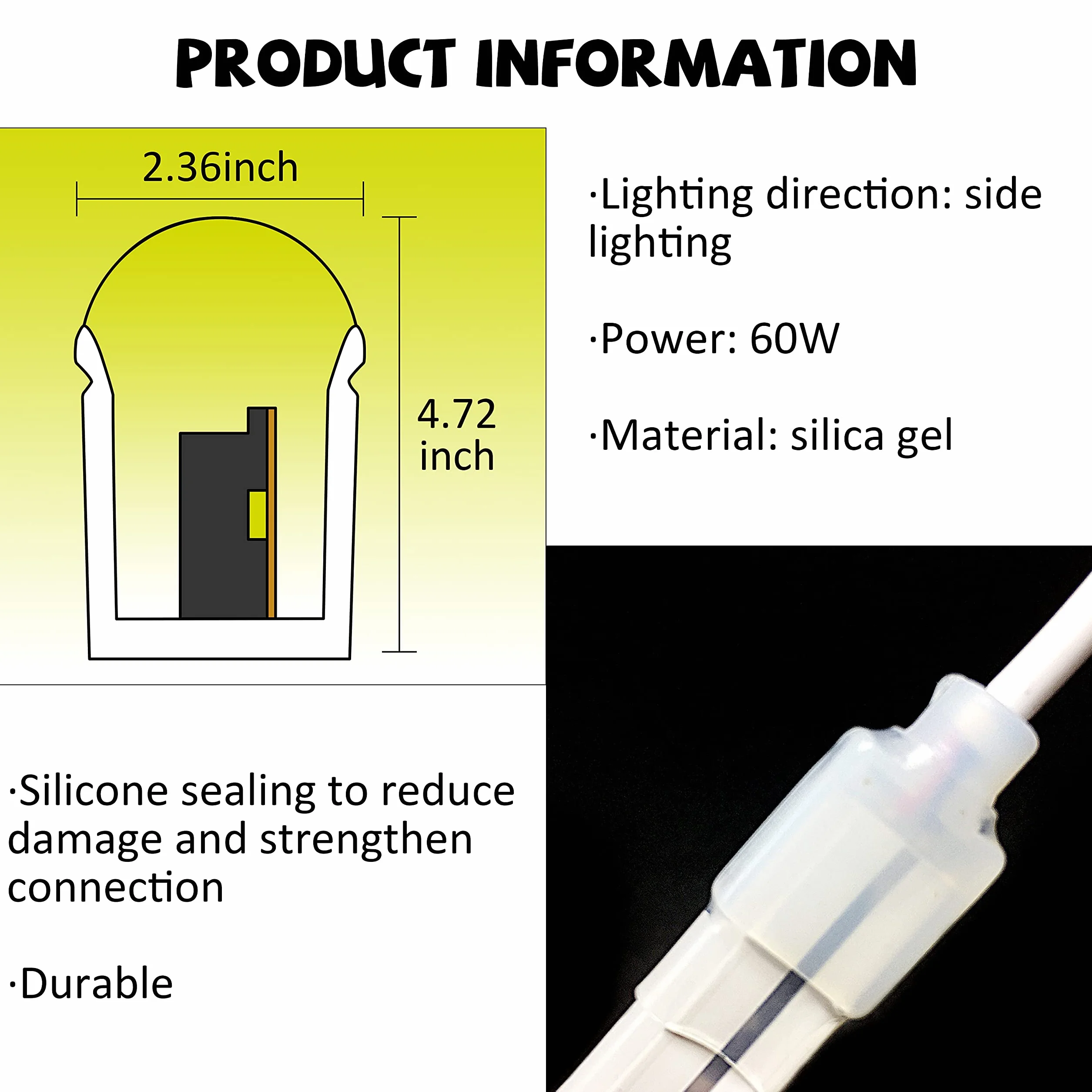 DC12V Neon LED Strip 6500K Corde au néon blanc froid 5 mètres étanche