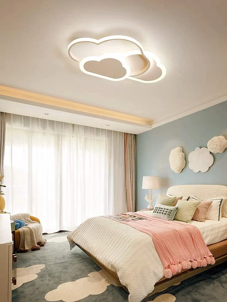 Plafonnier LED Enfant Forme Nuage 42cm 32W 2700lm Dimmable 3000K-6500K Télécommande Blanc Moderne