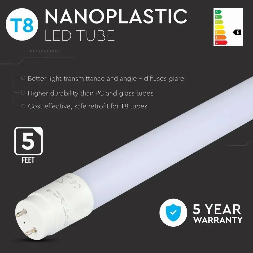 Lot de 5 tubes LED 150 cm 22 W 4000 K 2000 lm équivalent 58 W angle 160°