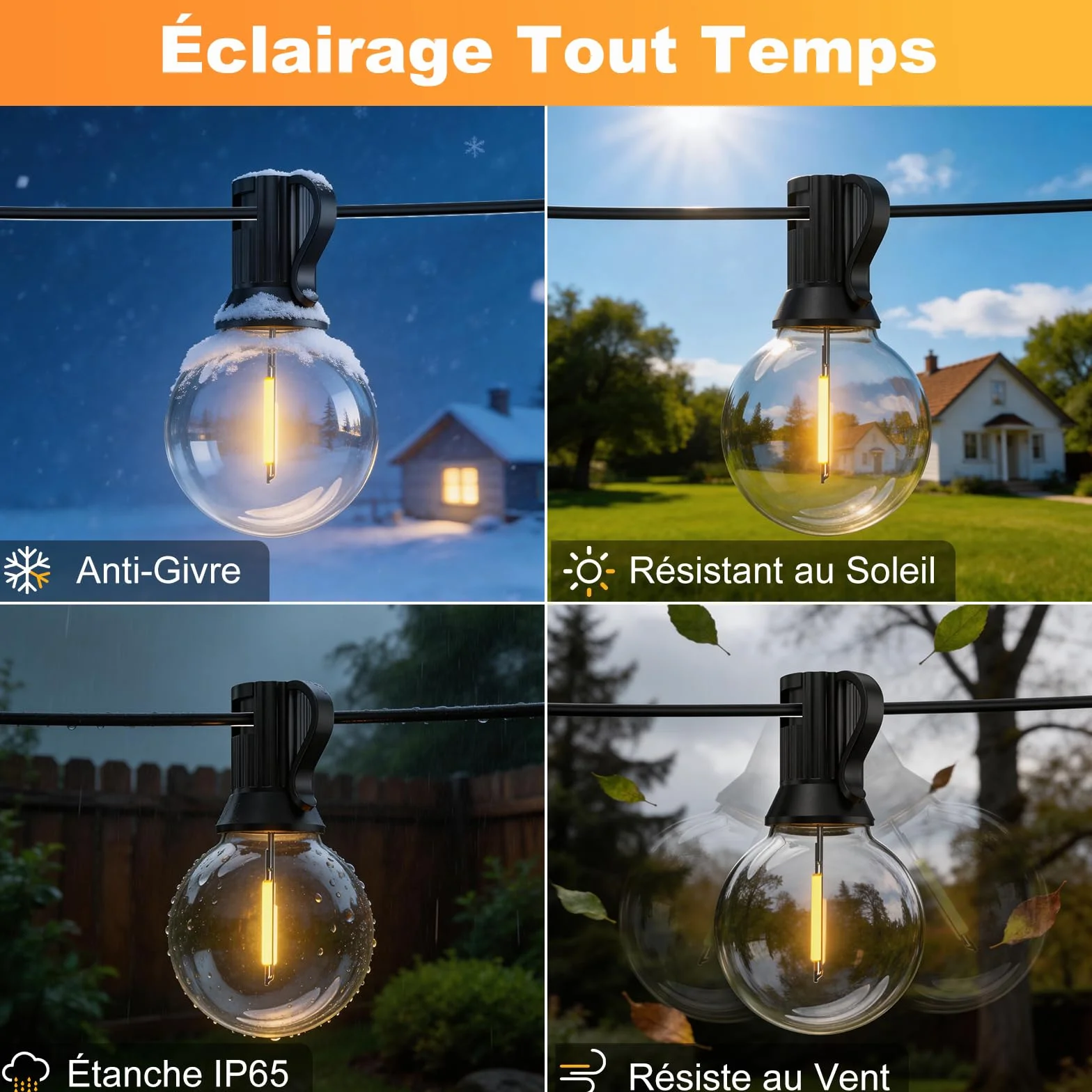 Guirlande Lumineuse Exterieur 23,5M 25+2 Ampoules APP Contrôle Télécommande Dimmable Étanche