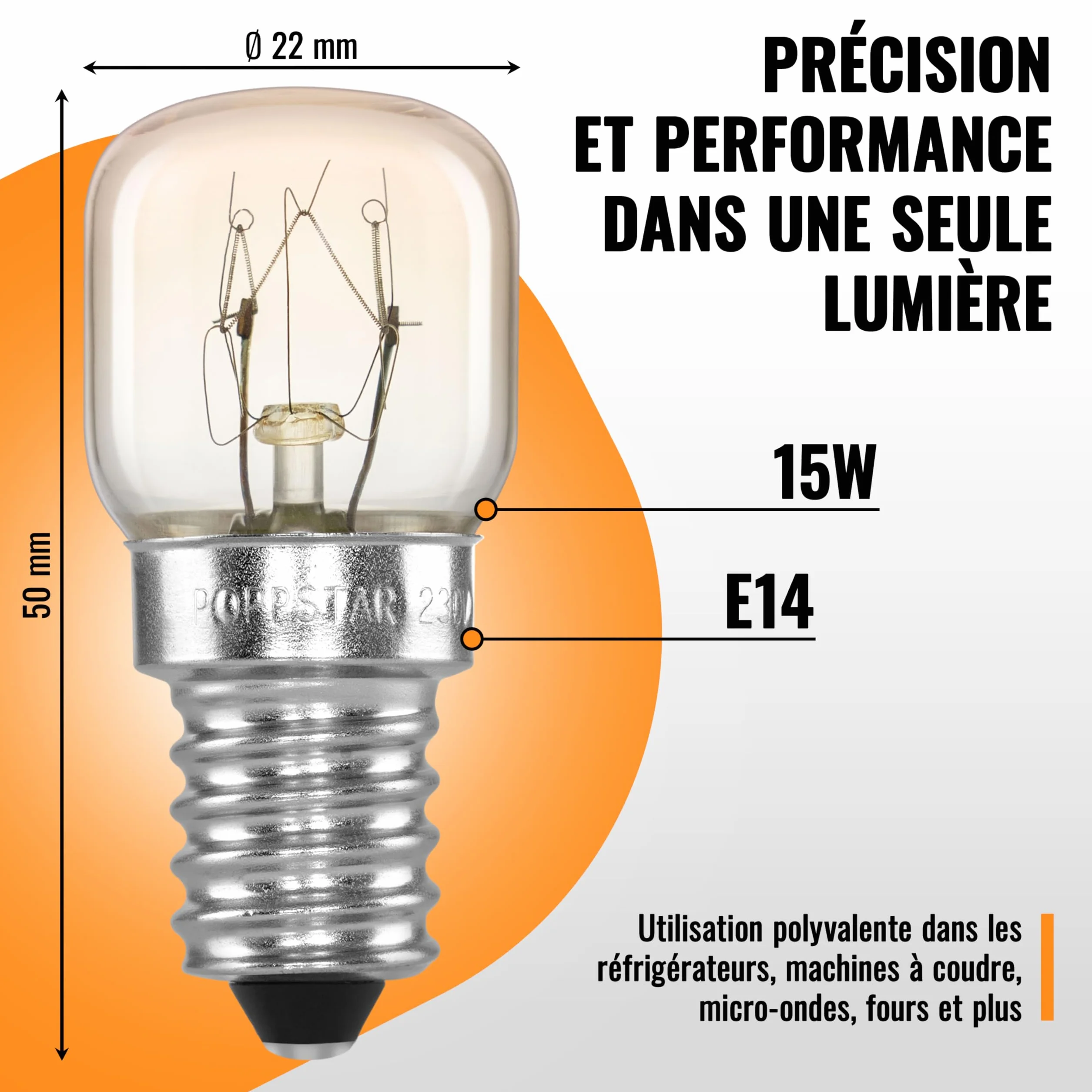 Ampoule de Four E14 15W 300°C Lot de 2 POPPSTAR