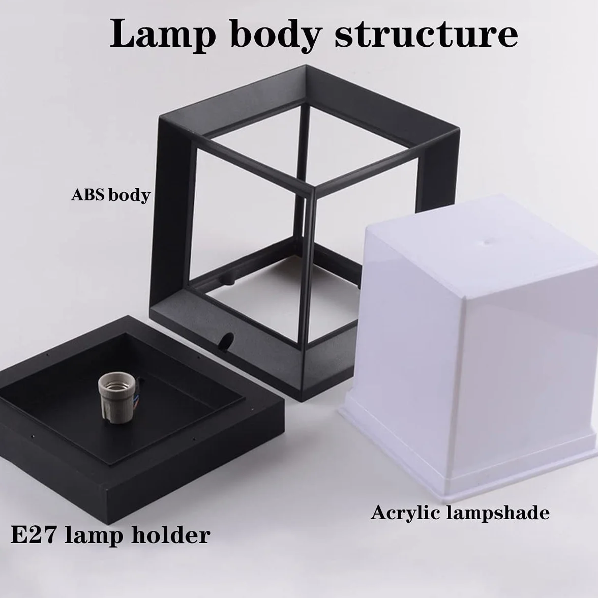 Lampe Pilier Extérieur Jardin Noir Traditionnel Carré avec Abat-Jour Acrylique E27