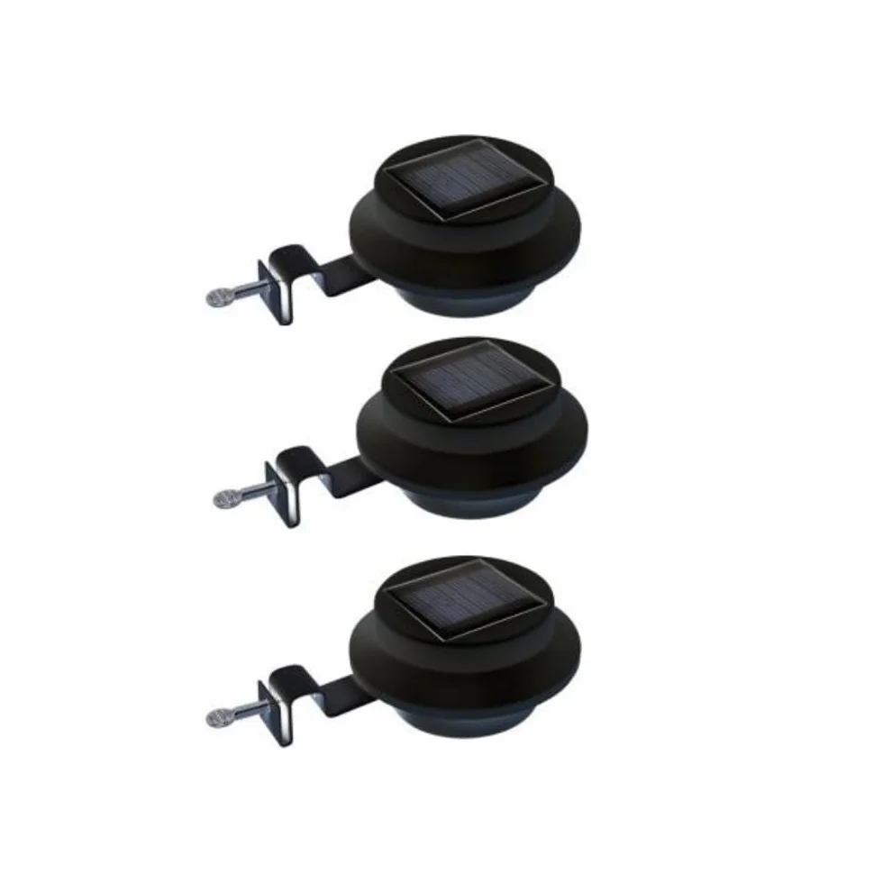 Pack de 3 Lampes Solaires LED pour Gouttière en PP, Éclairage Extérieur avec Détecteur Crépusculaire