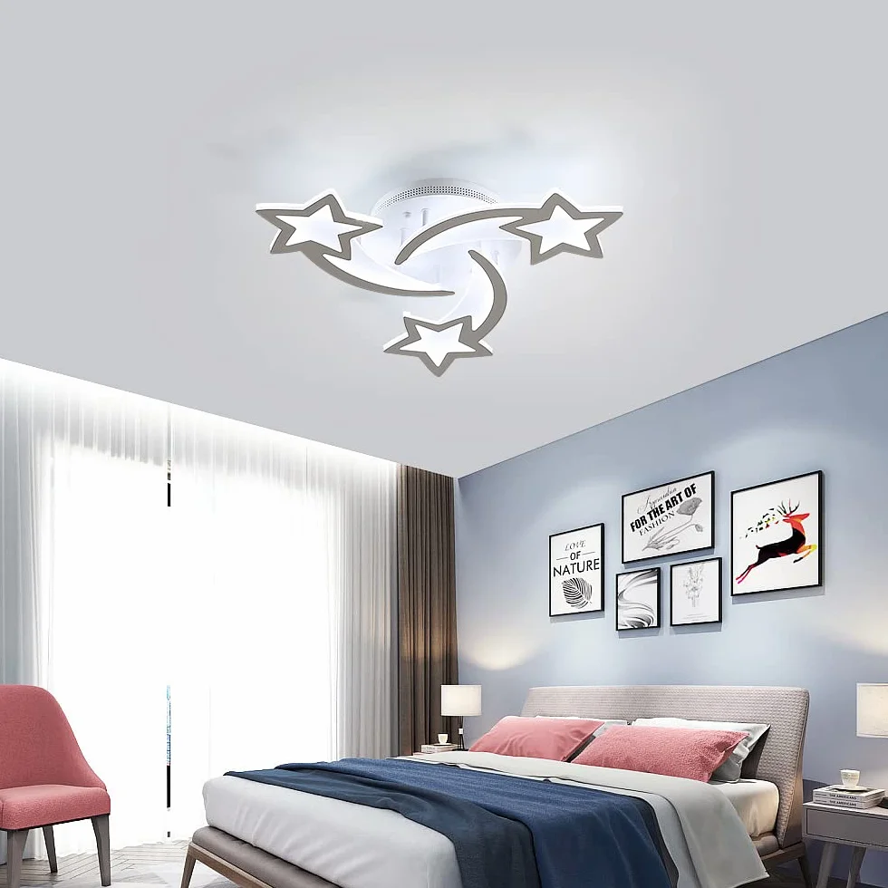 Goeco Lustre Enfant Lampe Plafond LED 40W 4500LM Diamètre 54cm Blanc Froid 6500K