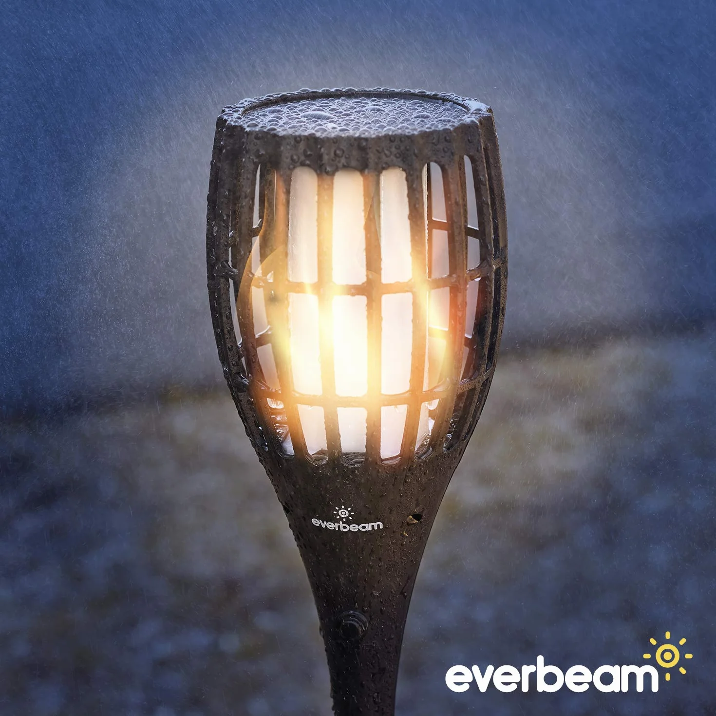 Everbeam P1 Torche Solaire avec Flamme Vacillante, 96 LED, Imperméable Extérieur, Lot de 2
