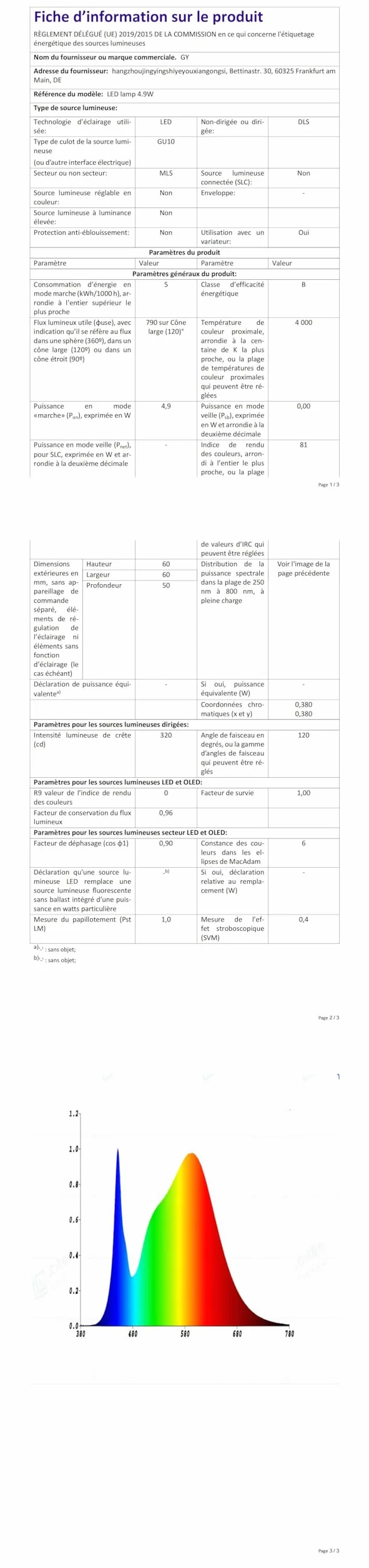 Ampoules LED GU10 4.9W 790LM 4000K Blanc Neutre 120° Non-Dimmable Lot de 10