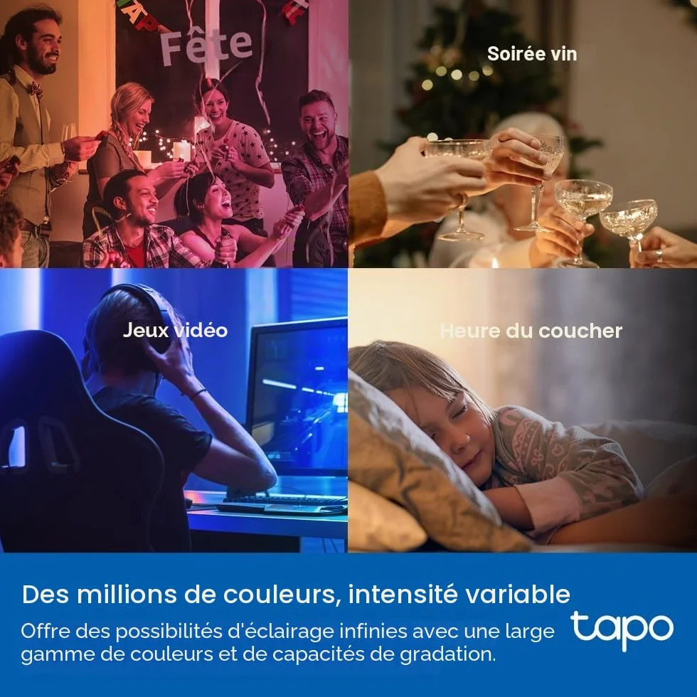 Tapo Ampoule intelligente B22 Matter, 1055 lm, 8,6 W, surveillance énergie, intensité variable, compatible Alexa Apple HomeKit