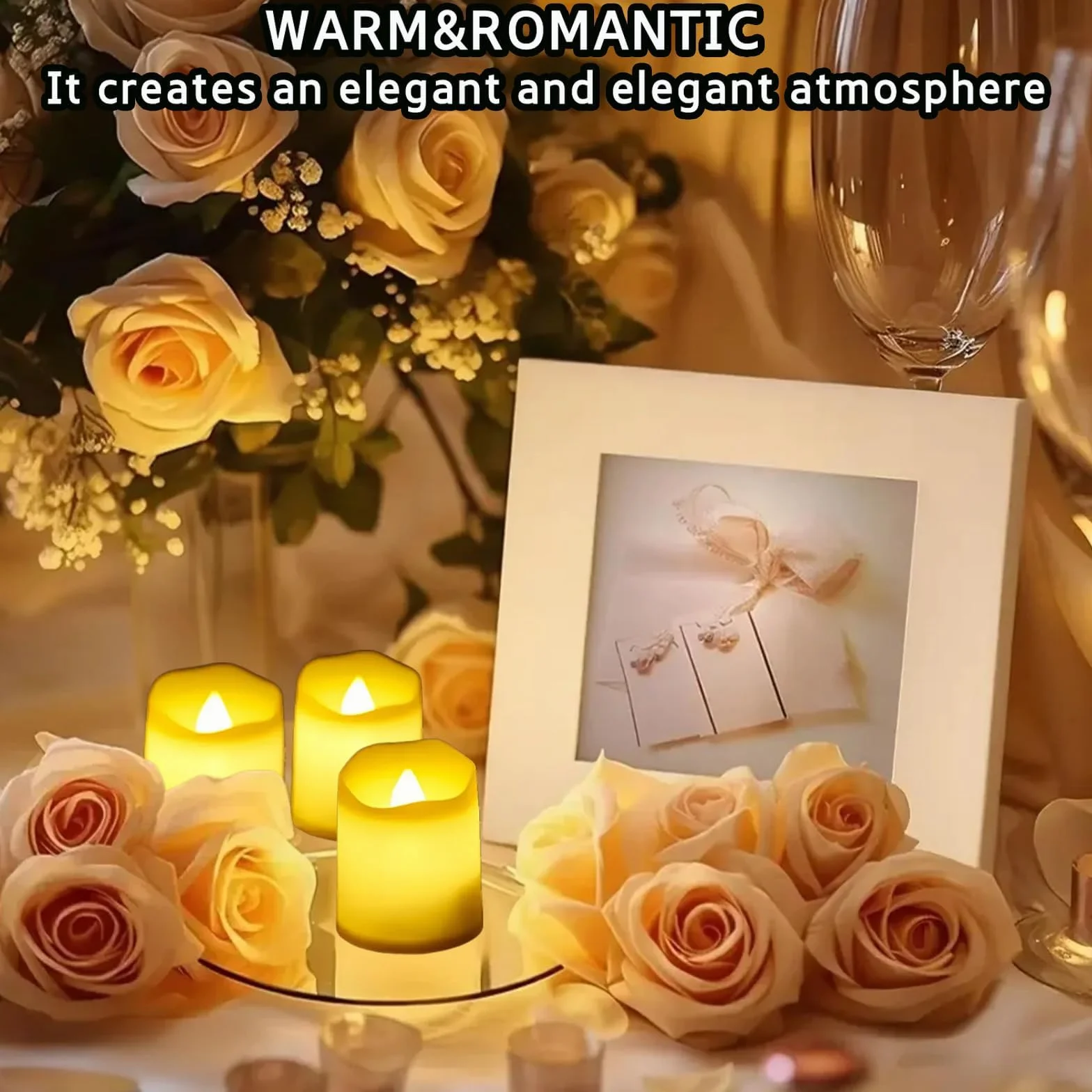 Bougies à LED 24 Pièces, Bougies Chauffe Plat sans Flamme Électroniques, LED Thé Flamme Réaliste pour Mariage Maison