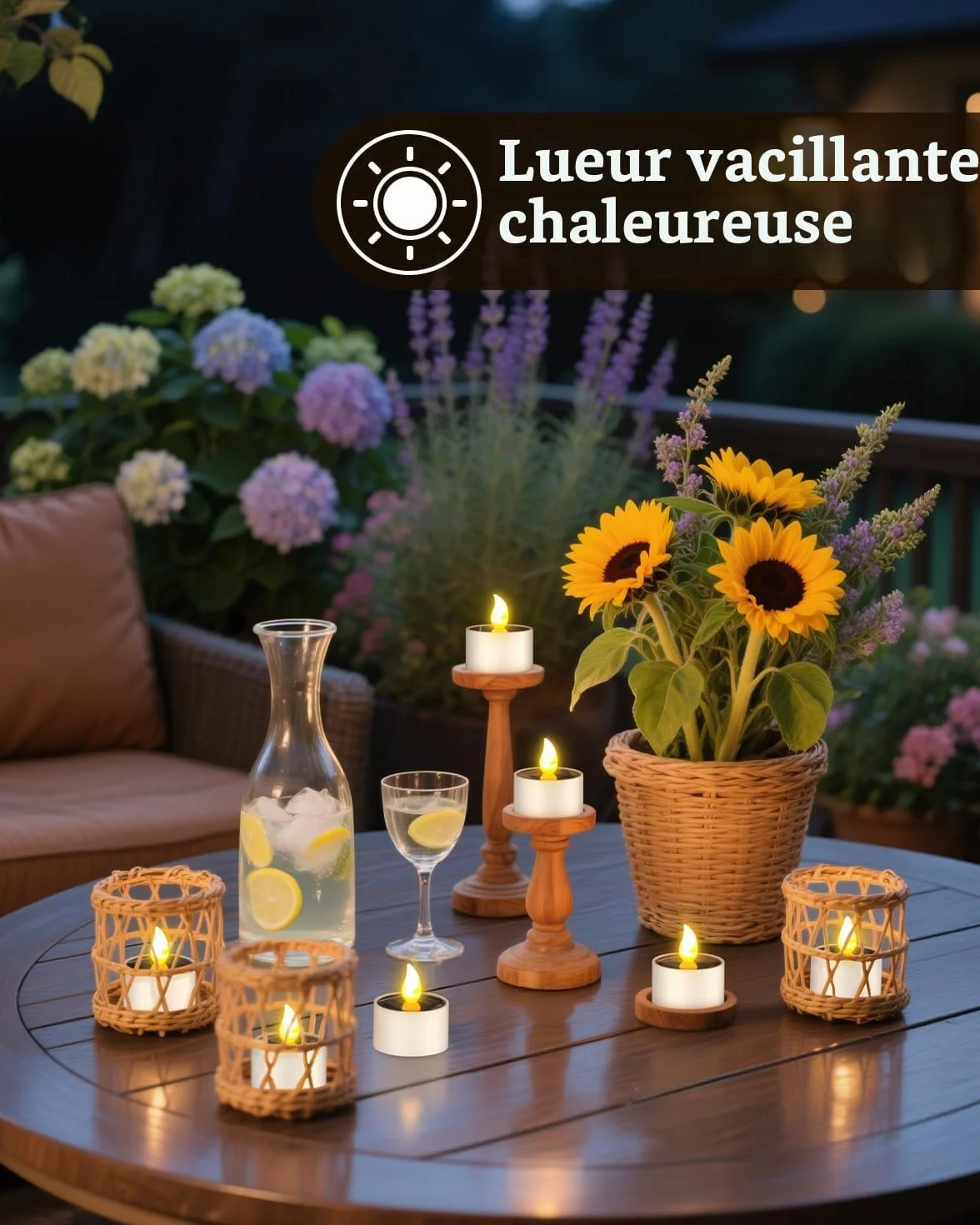 SoulBay Lot de 6 Bougie LED Solaire Exterieur Flamme Vacillante Rechargeable pour Jardin Cimetière Decoration