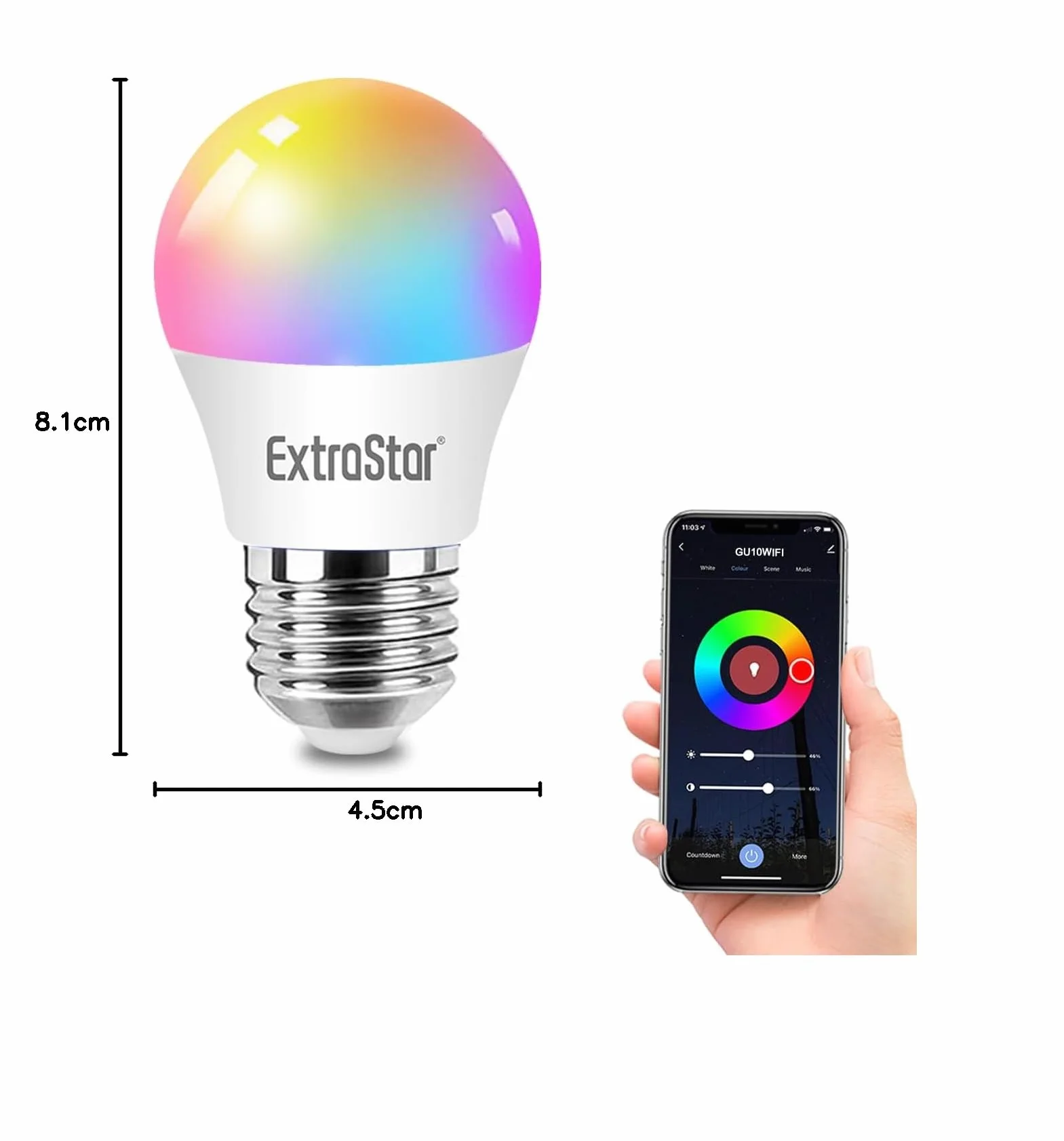 EXTRASTAR E27 Ampoule Connectée WiFi LED 4.9W 470LM 6500K RGBW avec Télécommande Compatible Alexa Google Home