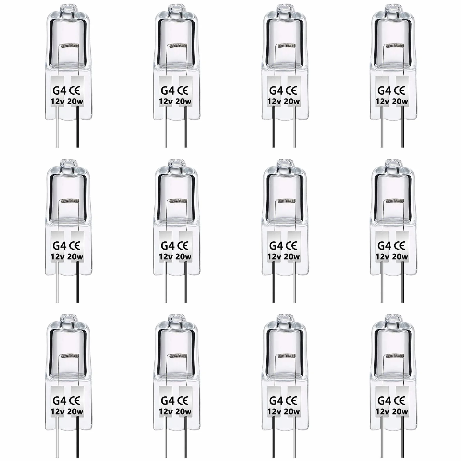 Caldarax 12 Ampoules Halogènes G4 12V 20W Blanc Chaud 2700K 280LM Lampe Basse Tension