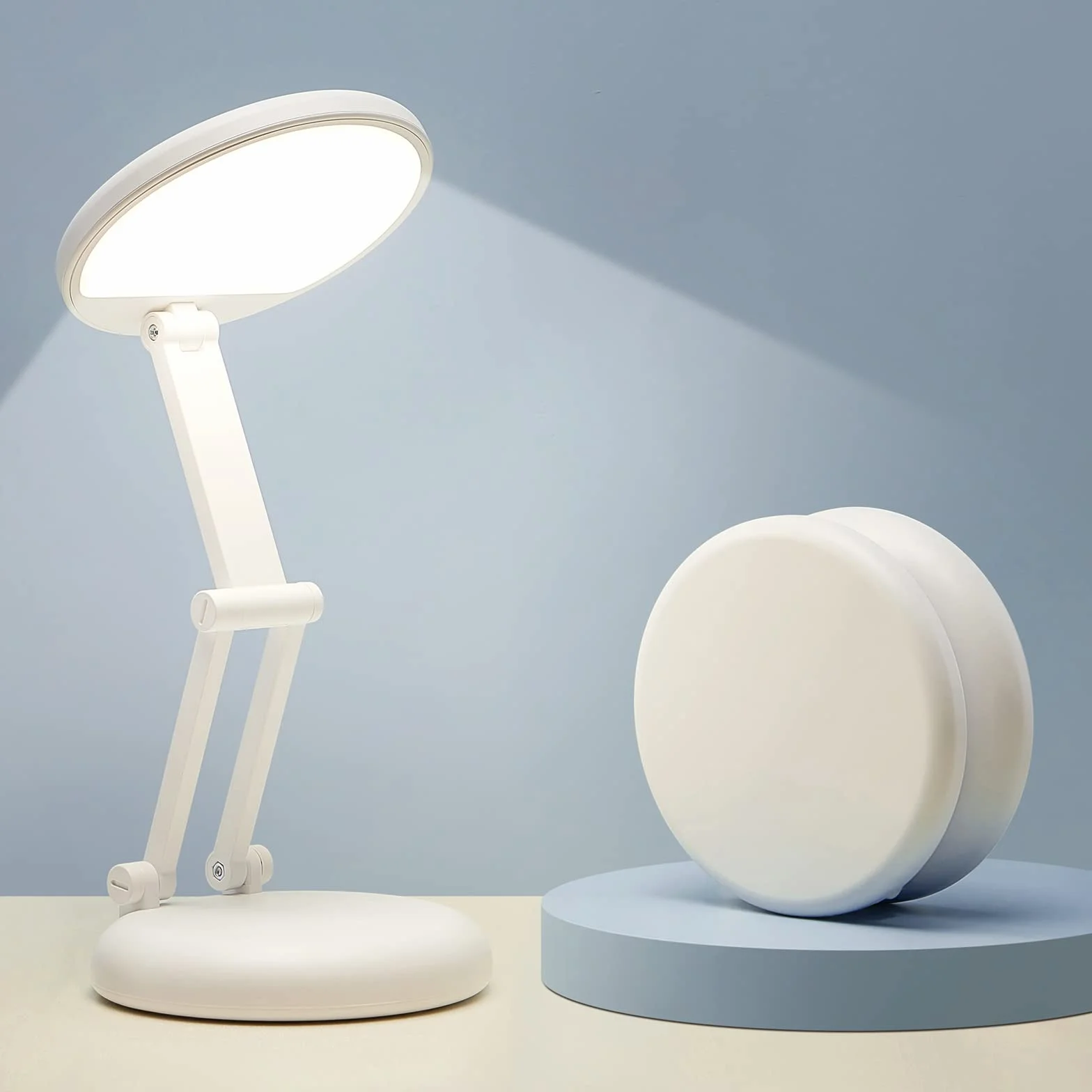 One Fire Lampe de Bureau LED Rechargeable 3600mAh 9 Niveaux de Luminosité Sans Fil Pliable Portable