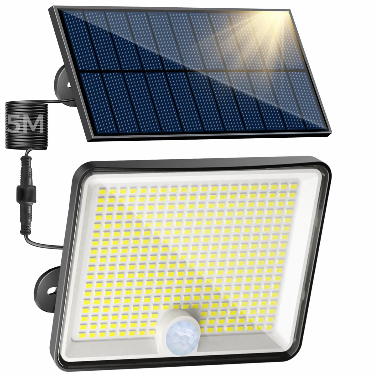 Peasur Lampe Solaire Extérieur Détecteur de Mouvement 348LED 3 Modes IP65 Étanche avec Câble 5M