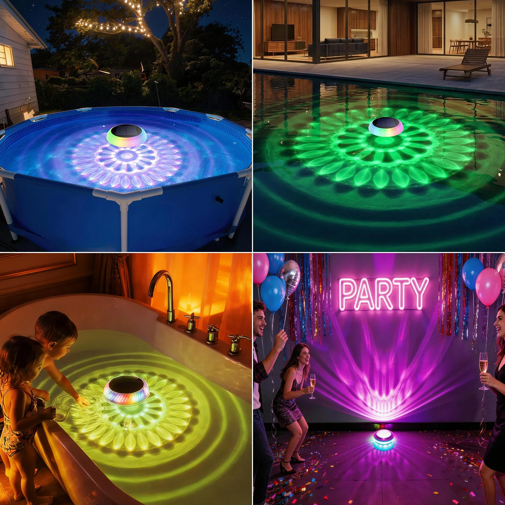 Lampe Solaire Extérieur LED Piscine Flottante IP67 Étanche Télécommande RGB Submersible Éclairage Jardin Bassin