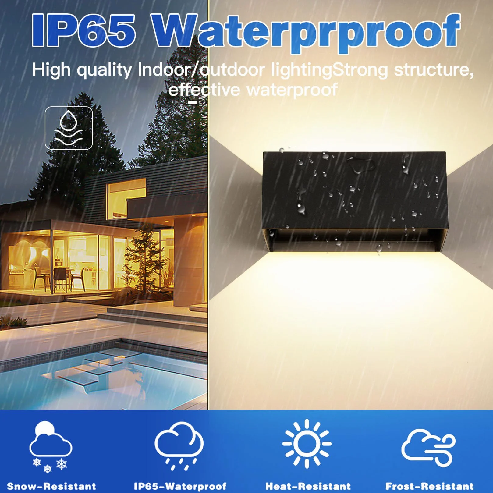 FUPE LED Applique Murale Extérieure IP65 25W Imperméable Aluminium Moderne Noir 4000k