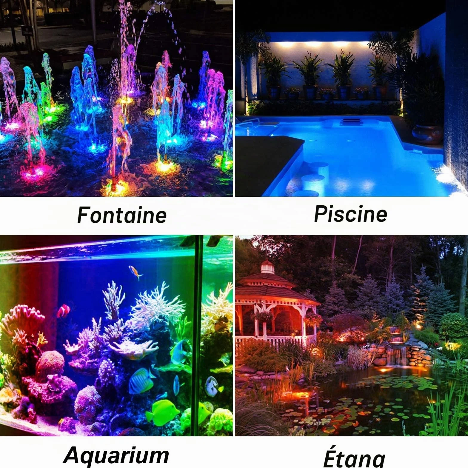 Lampe de Bassin Solaire 5 Packs Projecteurs LED Submersibles IP68 Étanche RGB Changement Couleur