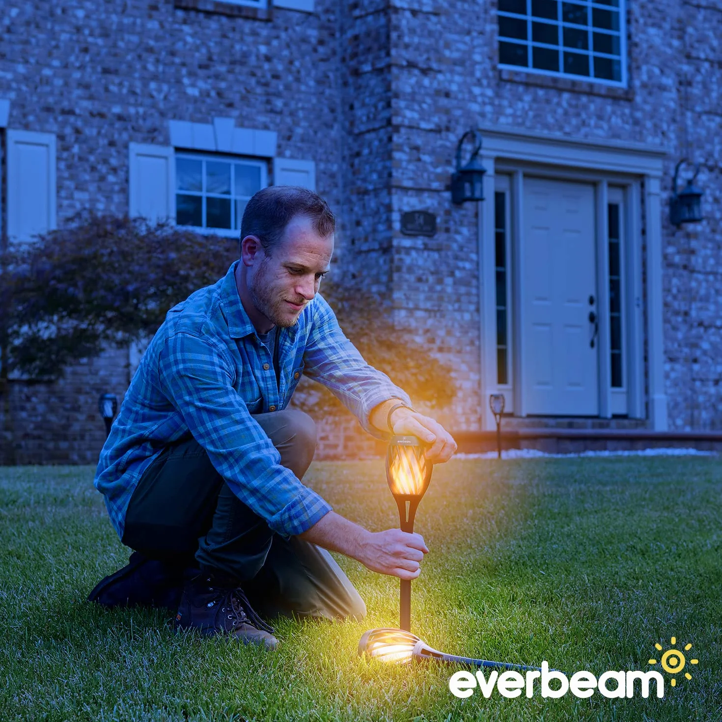 Everbeam P2 Lampe torche solaire à flamme vacillante IP65 Imperméable 2pack
