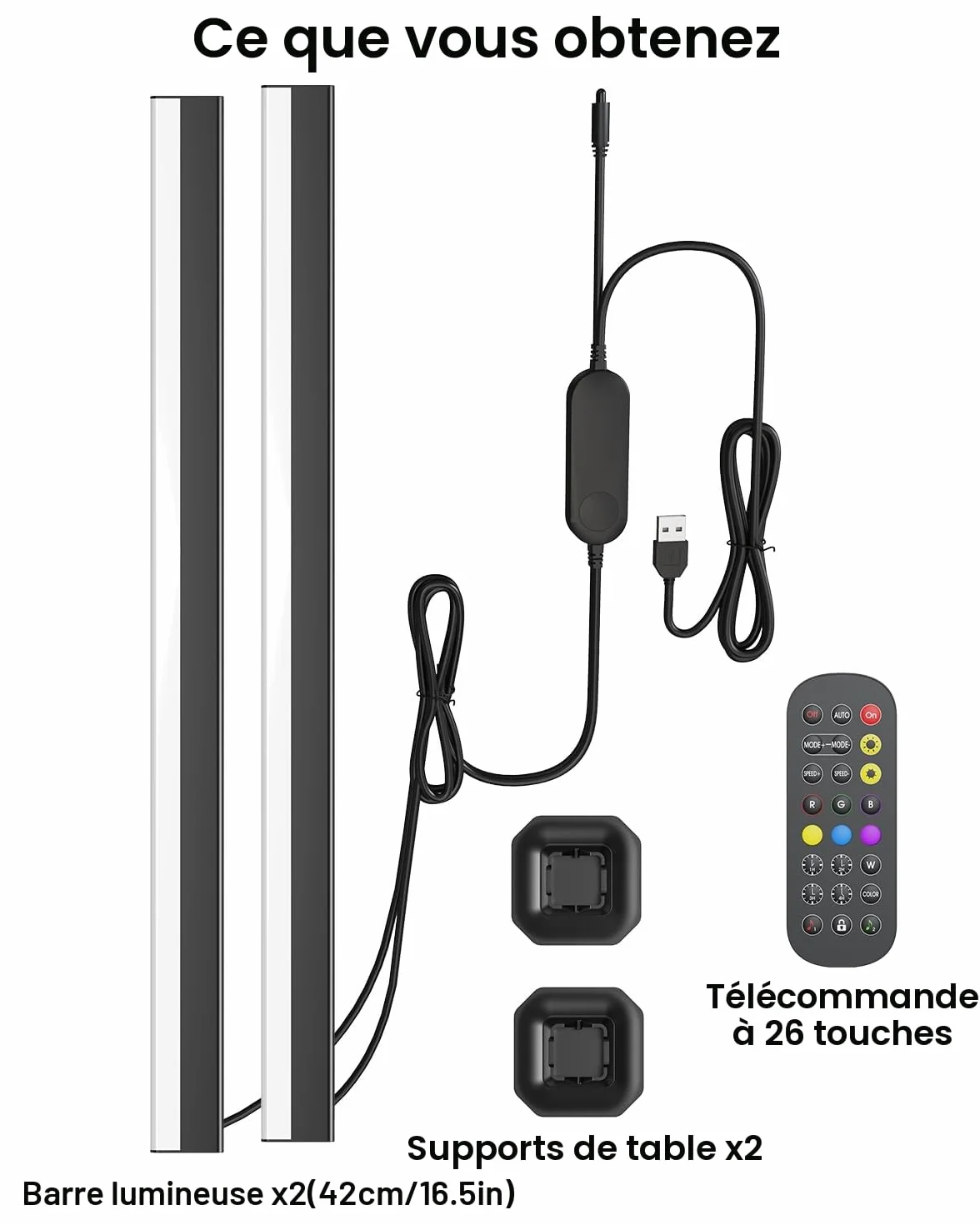 Loyal Lampe LED TV Gaming Smart LED Barre RGB avec Modes Scène et Musique, Connectée App & Télécommande, 42cm