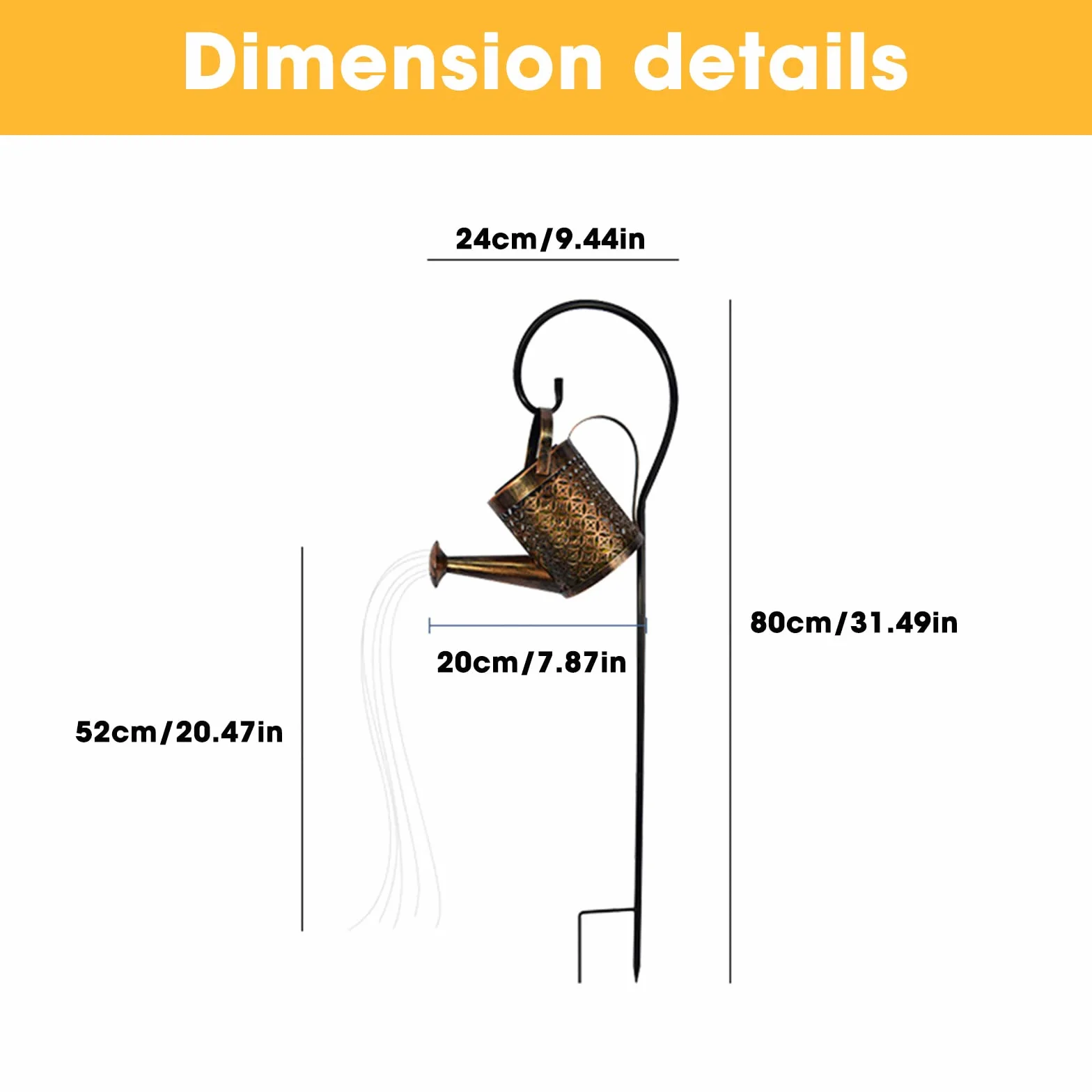 Lampe Arrosoir Solaire Extérieur 60 LED Lanterne Étanche IP65 Blanc Chaud Jardin