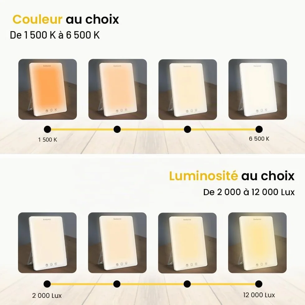 BrellaVio Lampe à lumière du jour PRO 12 000 lux LED sans UV - Lampe de Jour - Couleur bois