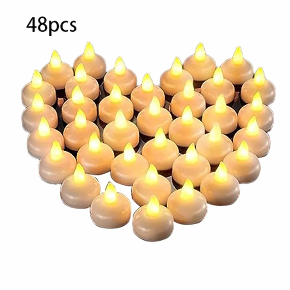 Bougies Électroniques Flottantes sans Flamme, Lumière Jaune, 48 Pièces pour Piscine Mariage