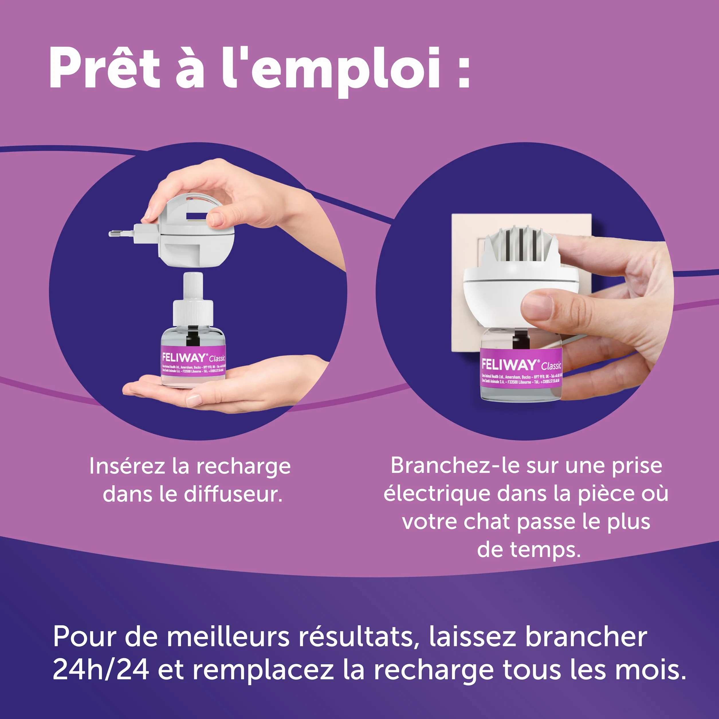 FELIWAY Classic 30 Jours Diffuseur de Phéromones Apaisantes pour Chats + Recharge 48 ml