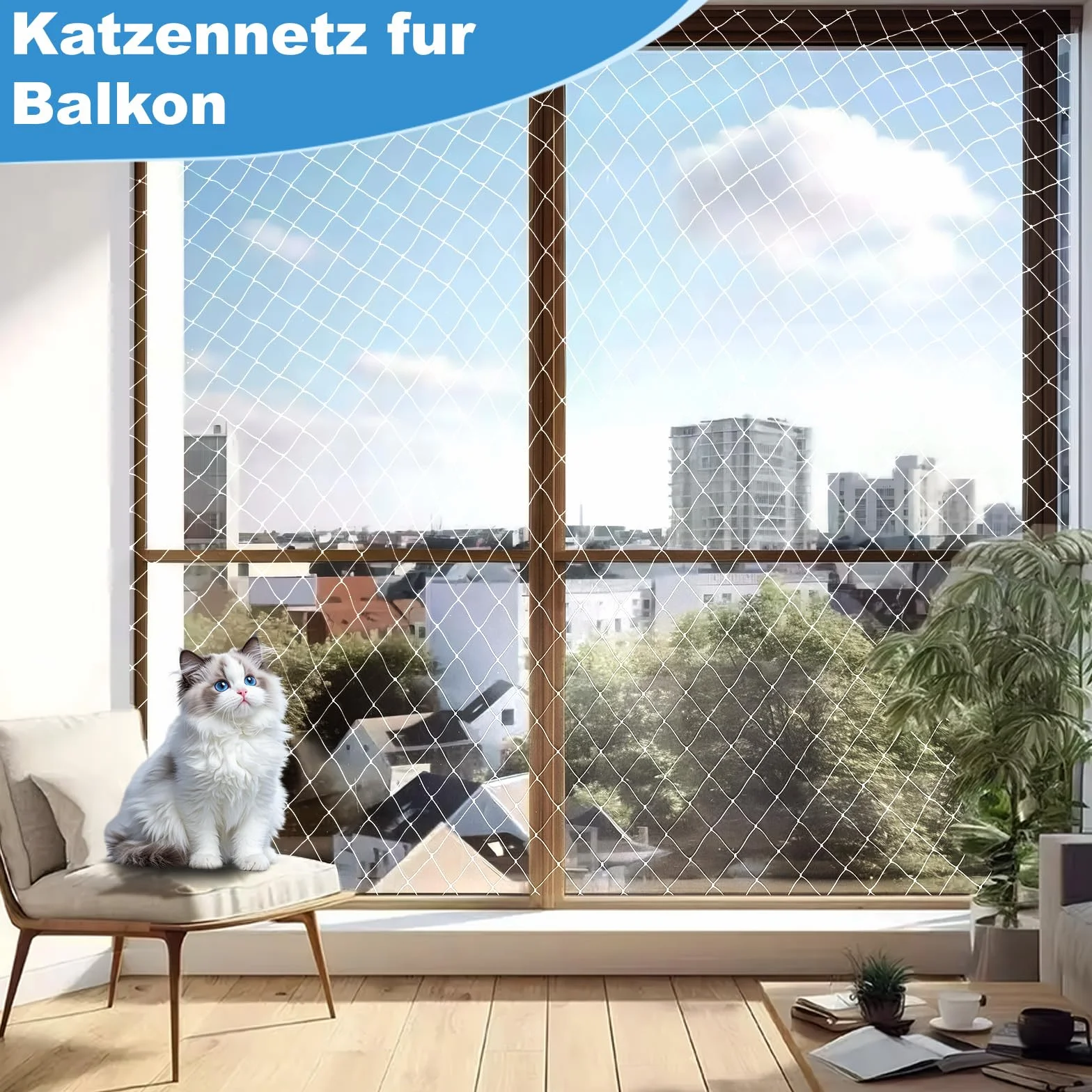 Filet de Protection Chat Transparent 3 x 8 m pour Balcon