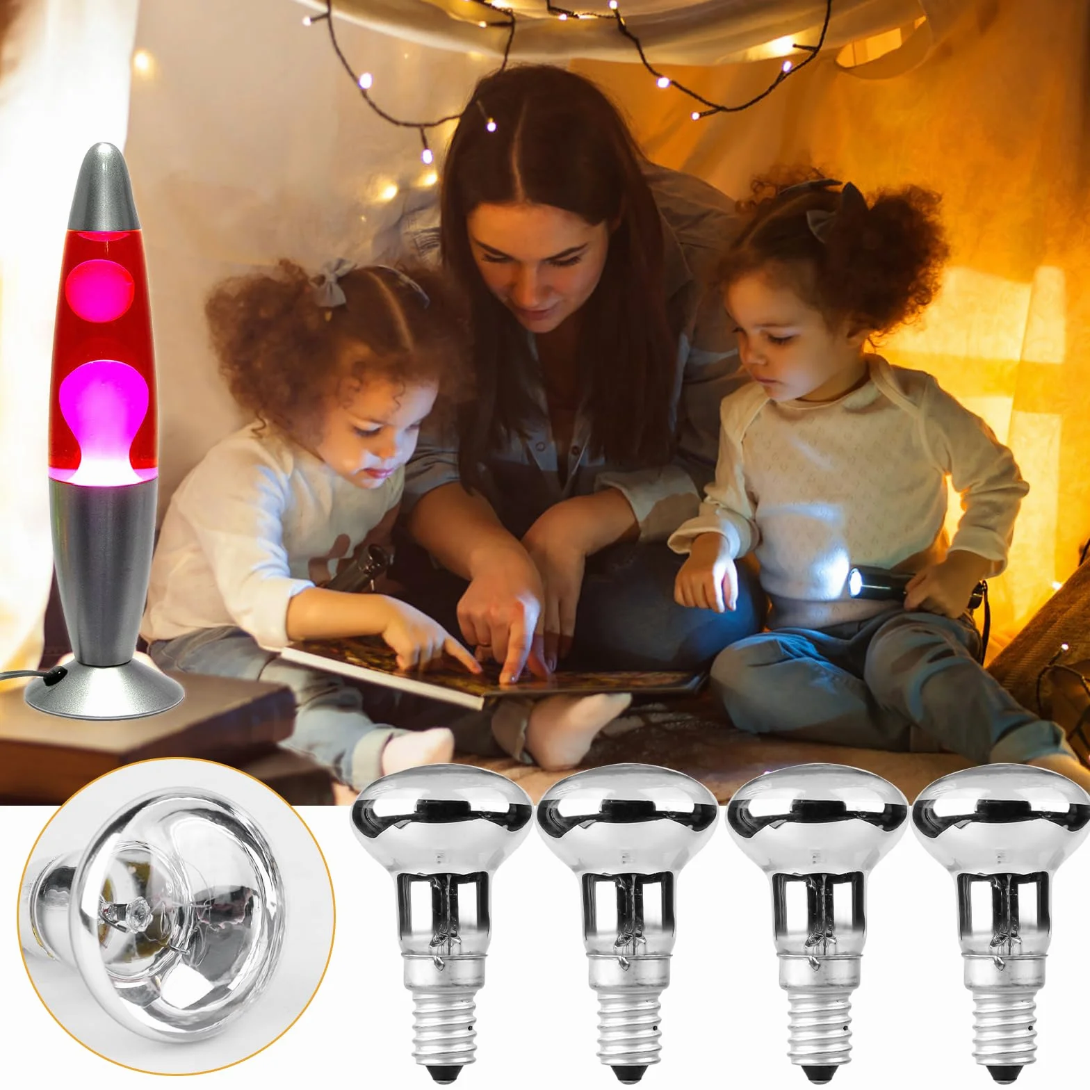 Lot de 6 Ampoules R39 E14 30W pour Lampe à Lave, Blanc Chaud 400 Lm