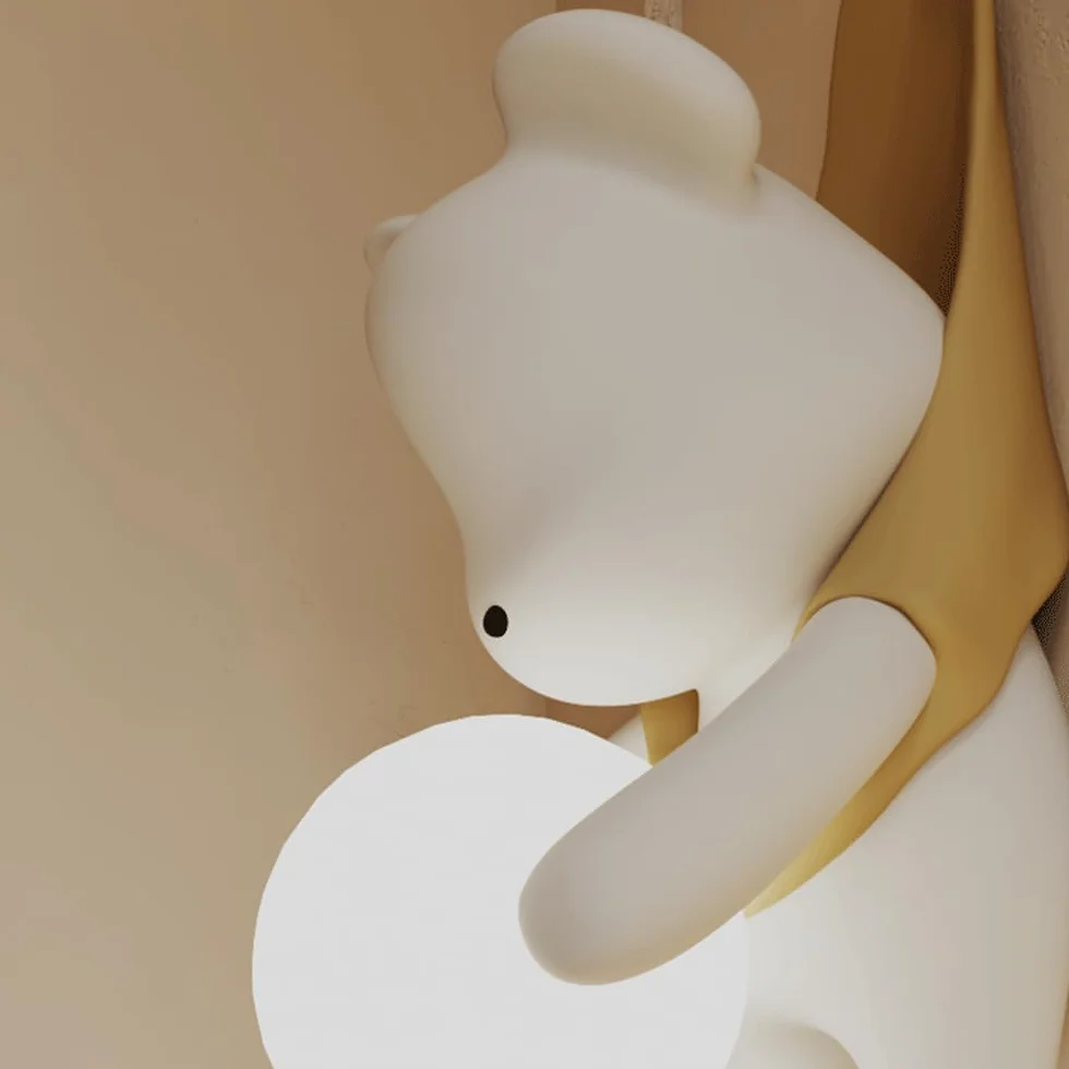 Applique murale ours dessin animé abat-jour verre résine rose jaune lampe chambre enfant