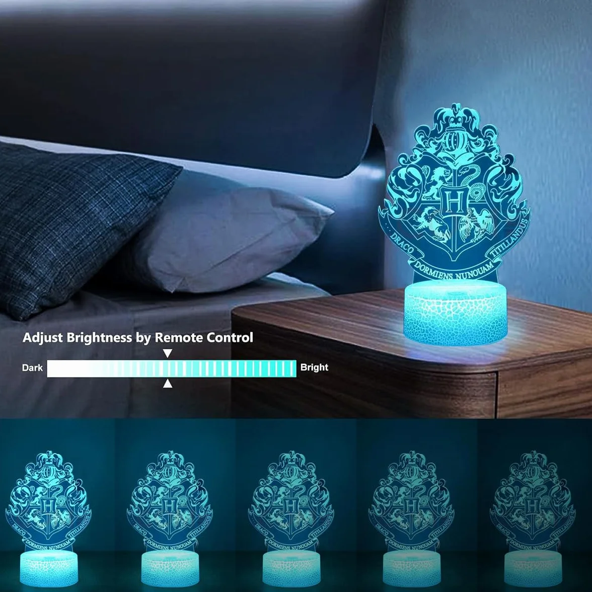 Ha-rry Veilleuse 3D Illusion LED Lampe, Anime 3D LED Nachtlicht, Veilleuse Tridimensionnelle à 7 Couleurs, Réglage Progressif, Cadeau Enfants
