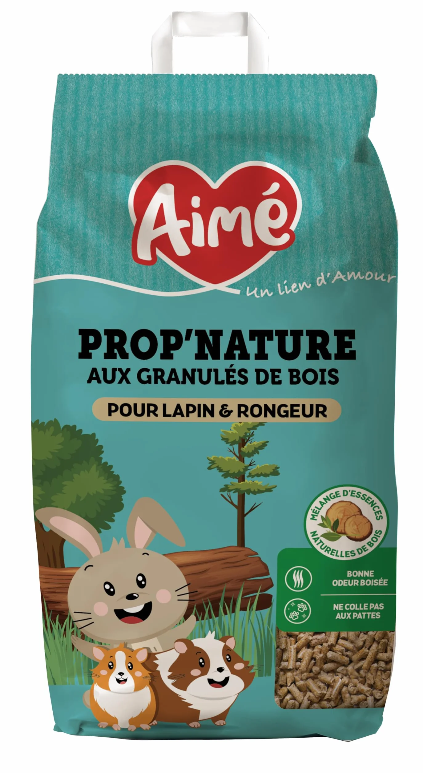 Aimé Litière PROP'Nature 10L Granulés de Bois Super Absorbants pour Lapin Cochon d'Inde Hamster