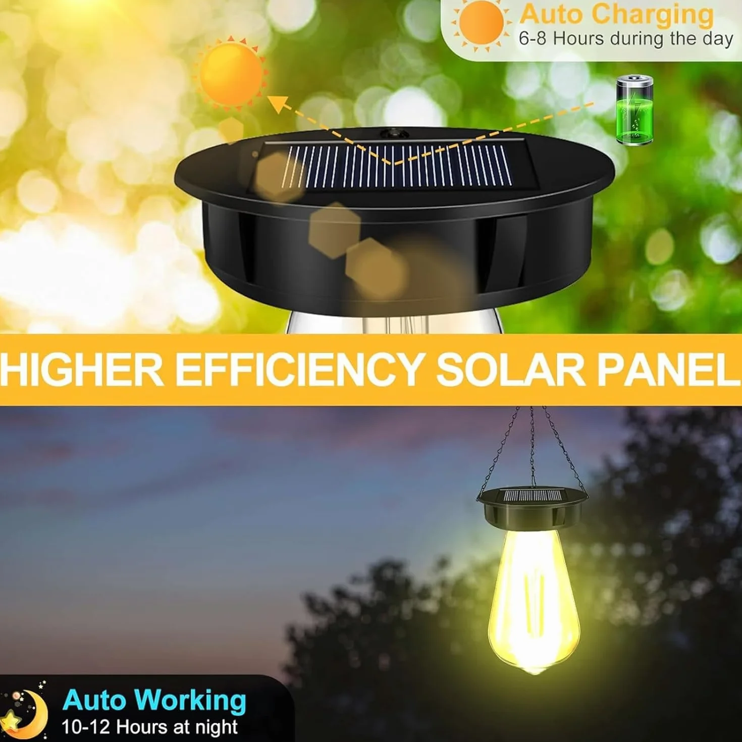 Lot de 2 lampes solaires de rechange pour extérieur avec ampoule LED claire et panneau solaire 8 cm