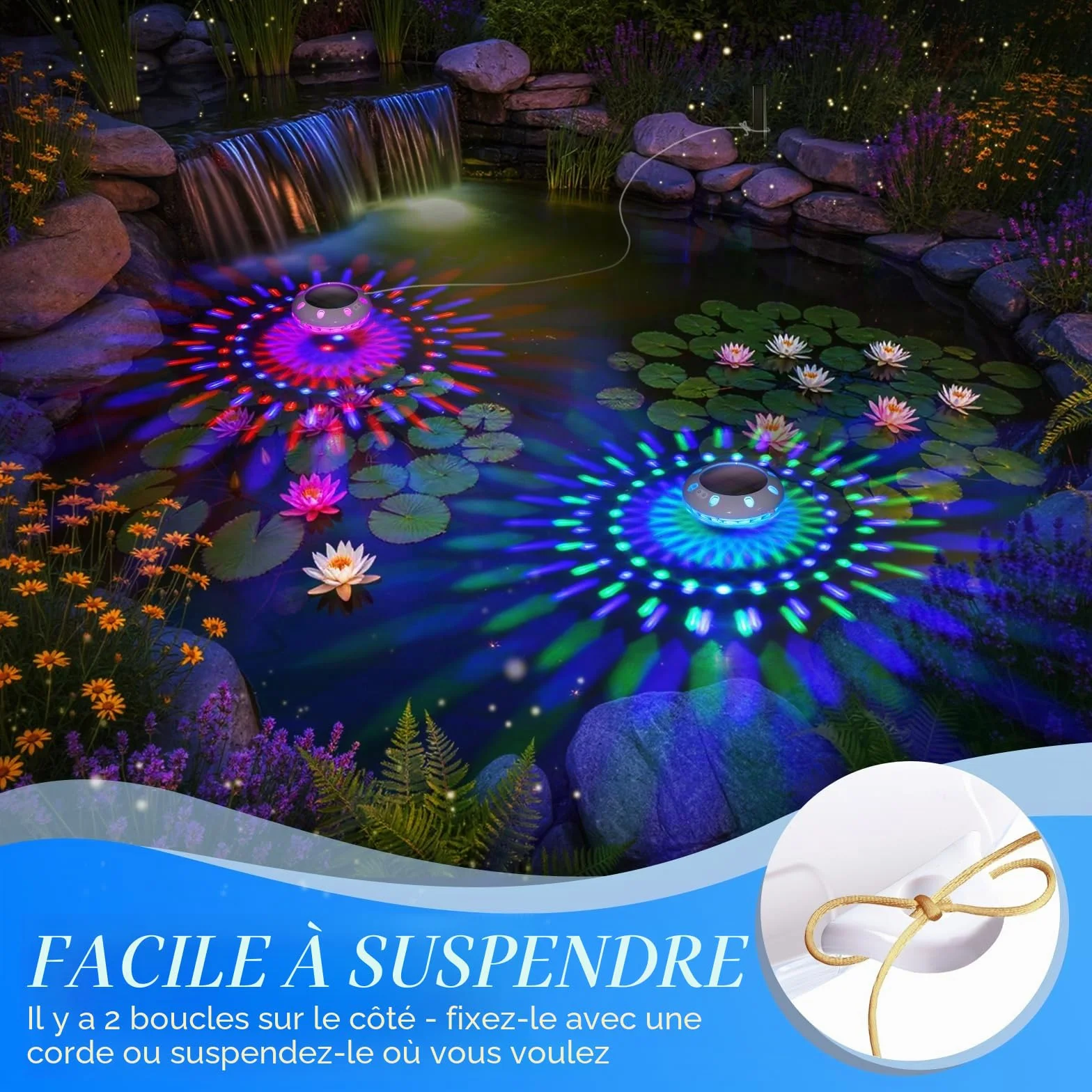 AearKing Lumière Piscine Flottante LED RVB avec Télécommande, IP68 Étanche 1 Pièce