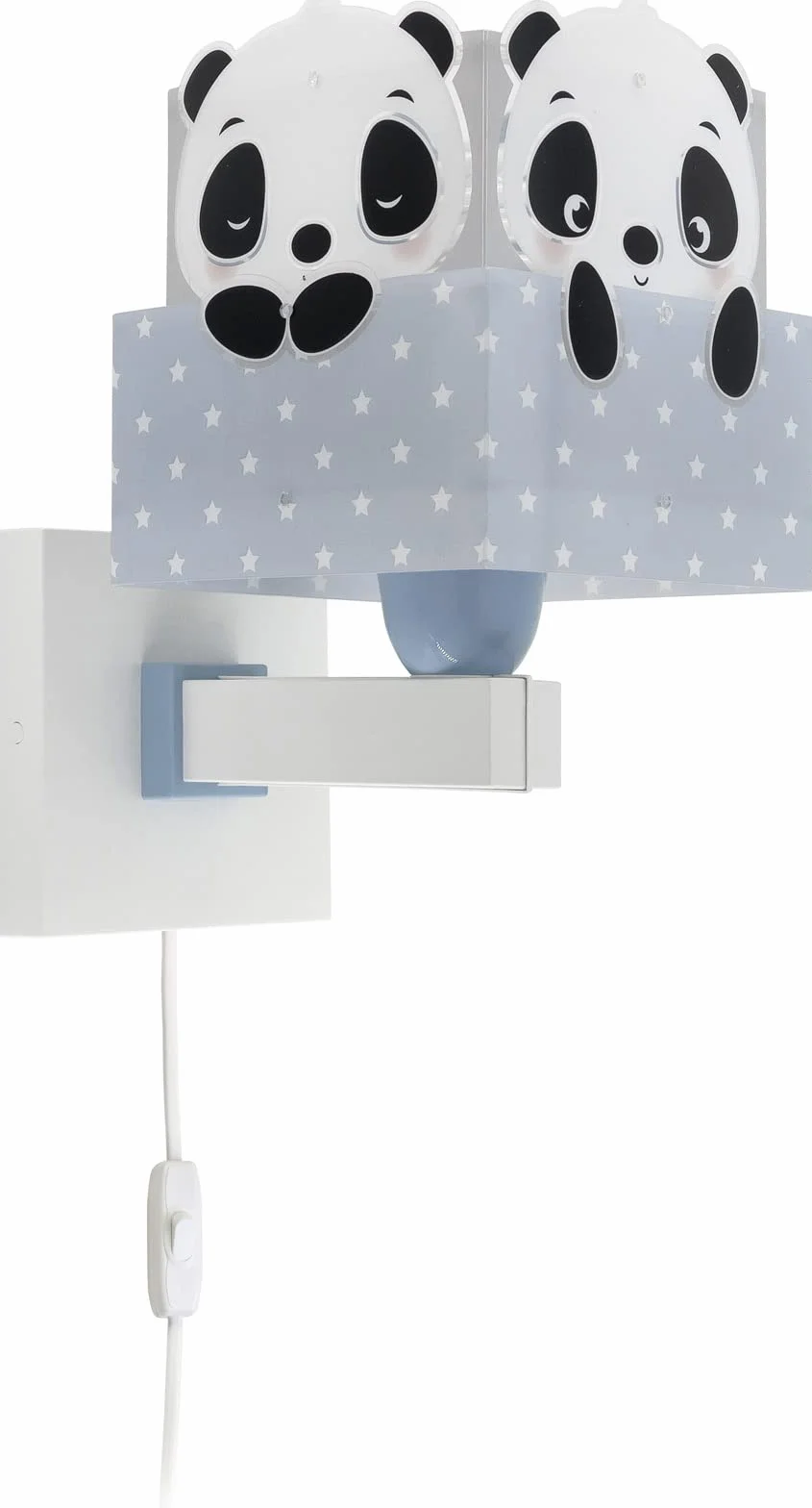 Dalber Lampe Applique Murale Enfant Ours Panda Animaux Bleu E27