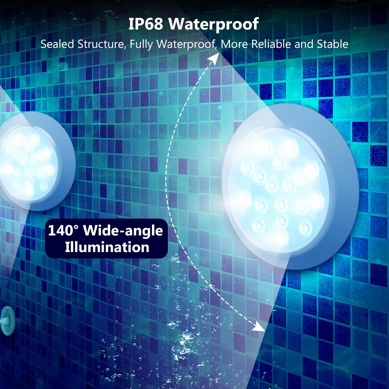 Eclairage LED Submersible Piscine Hors Sol 15cm RGBW IP68 Étanche avec Télécommande USB-C Rechargeable 18 LEDs 2 Pack