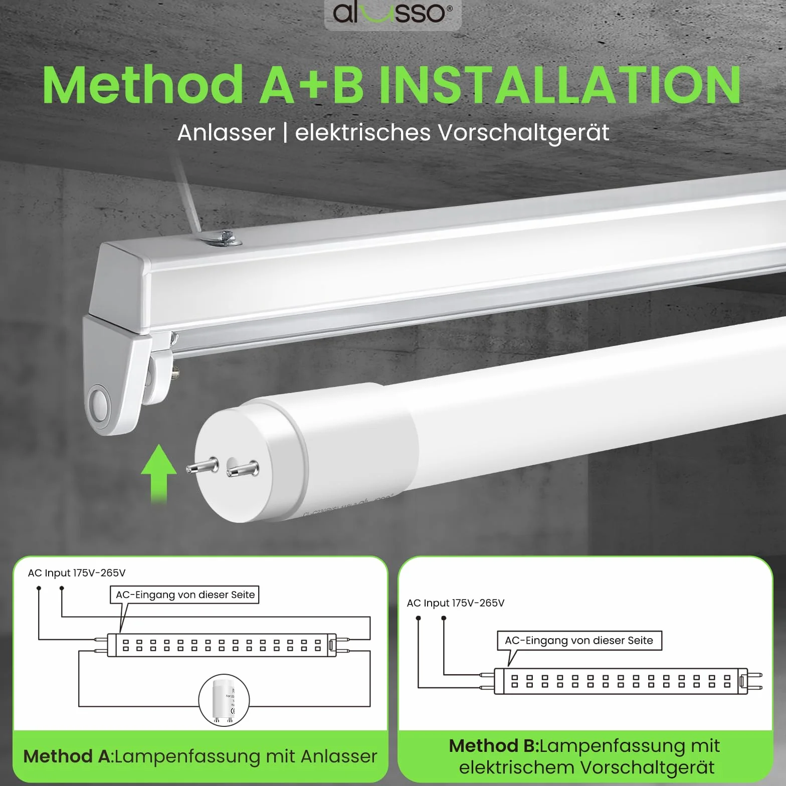 ALUSSO LED Röhre 120cm 6000K Kaltweiß T8 1800LM 18W G13 10er Pack
