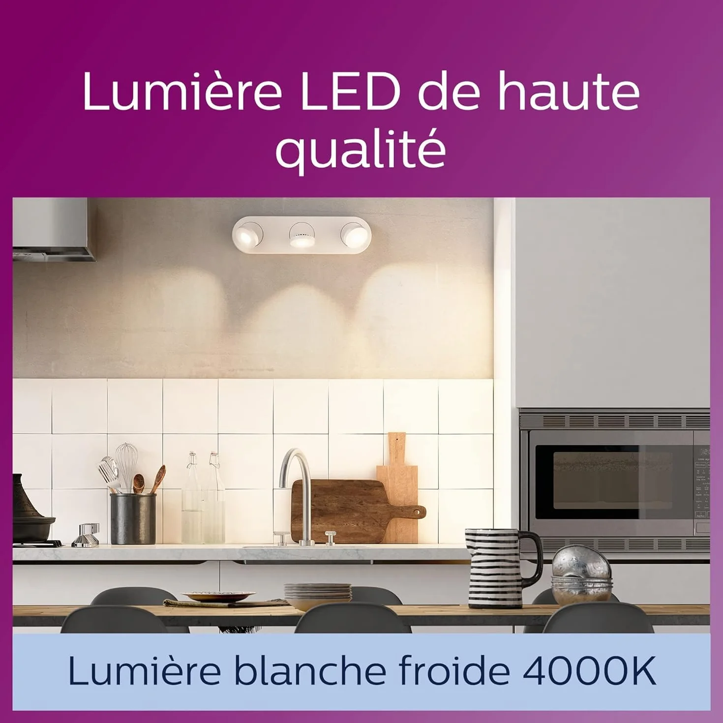 Philips LED ampoule GU10 50W équivalent 4000K blanc neutre 390 lumens lot de 6