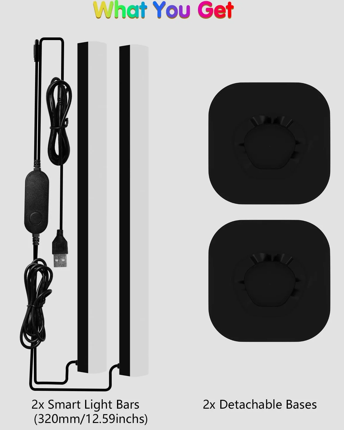 Barre LED gaming RGBIC 32 cm, lumière d’ambiance pour TV, synchronisation musicale, contrôle par application, USB 5V