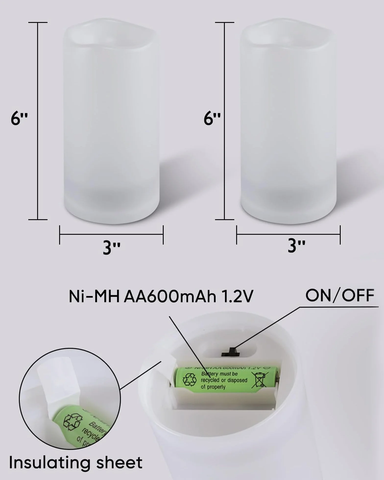 Homemory Lot de 2 bougies solaires d'extérieur étanches rechargeables sans flamme