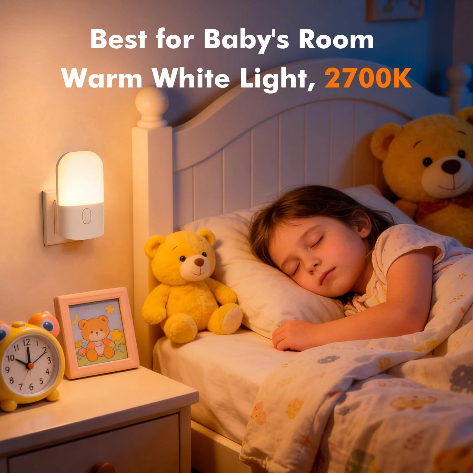 GRIFEMA GD101-1 Veilleuse Enfant Prise Électrique 3 Niveaux Réglage Luminosité Blanc Chaud
