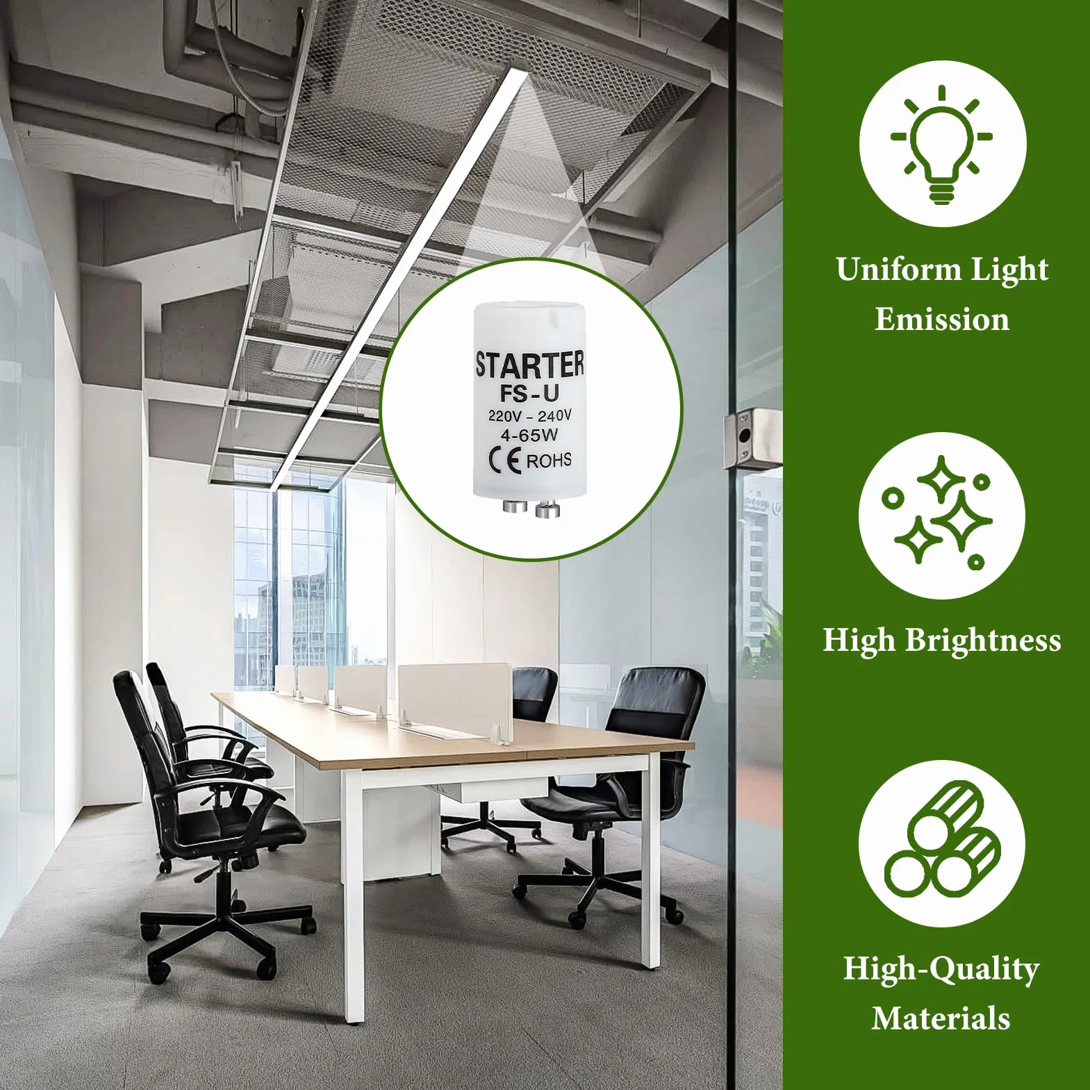 Starter Neon Universels 4-65W 220-240V Compatible Tubes Fluorescents LED