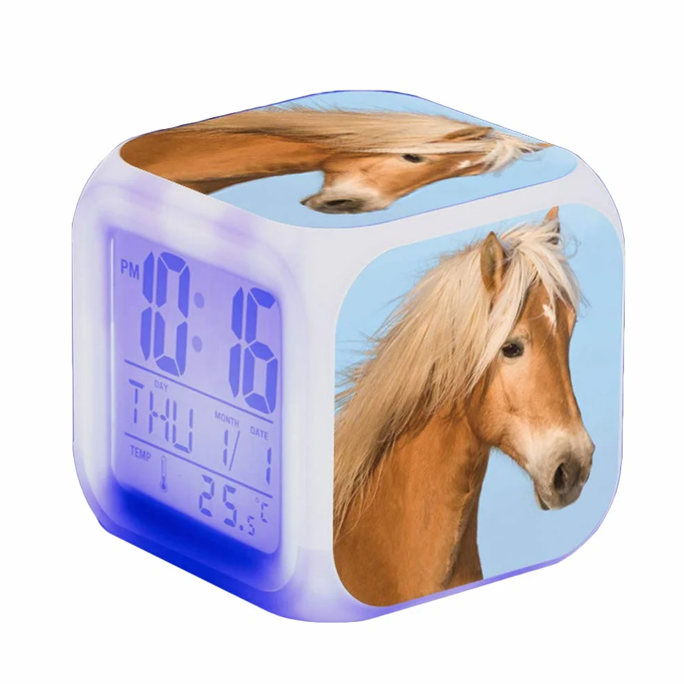 Réveil cheval LED lumineux dans la nuit pour enfants adultes