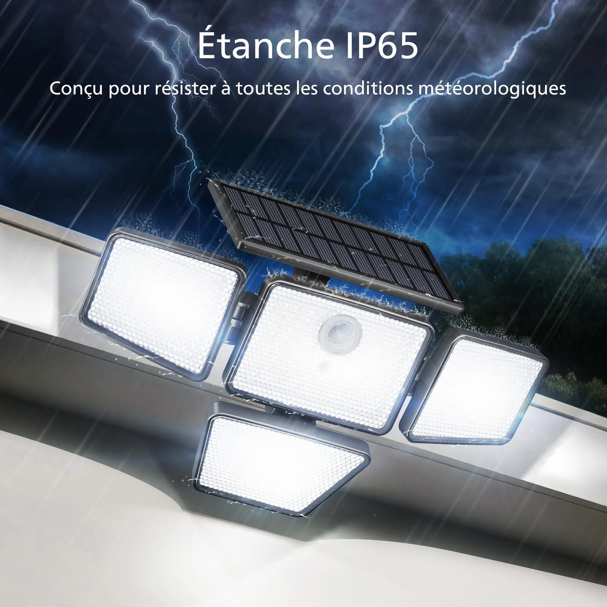 Philips Lampe Solaire de Sécurité Extérieur 196 LED Détecteur de Mouvement PIR 3 Modes 4 Têtes Orientables Projecteur Solaire Télécommande IP65 Étanche