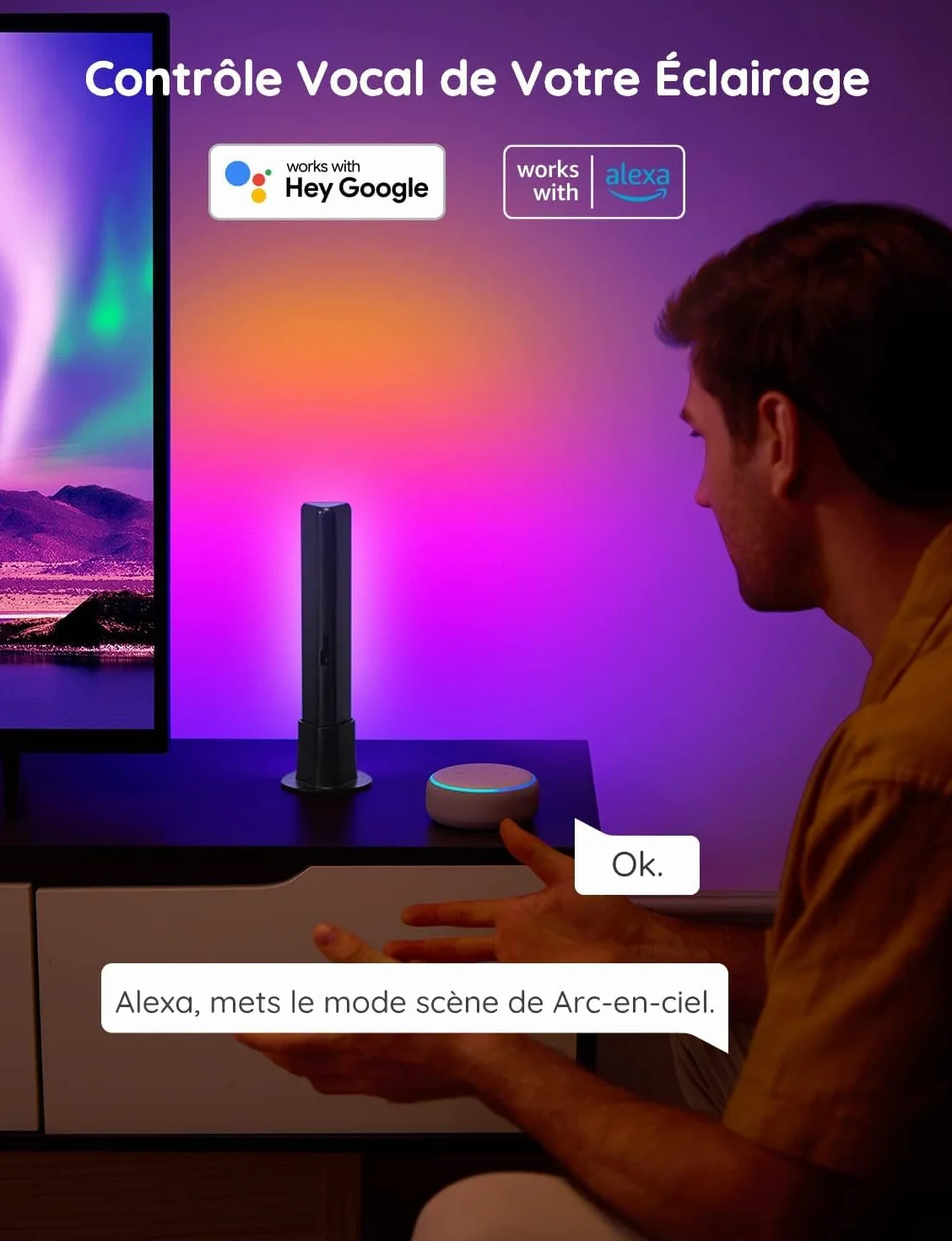 Govee Barres Lumineuses LED RGBICWW WiFi avec Alexa Compatible TV Jeu
