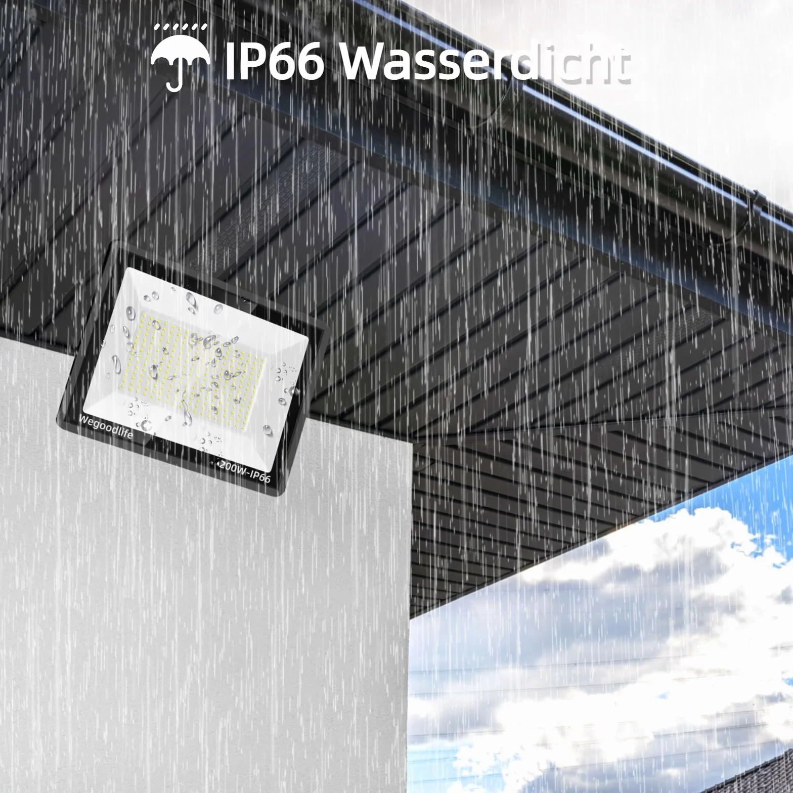 Projecteur LED Extérieur 200W 20000LM 6500K IP66 Étanche Éclairage Mural