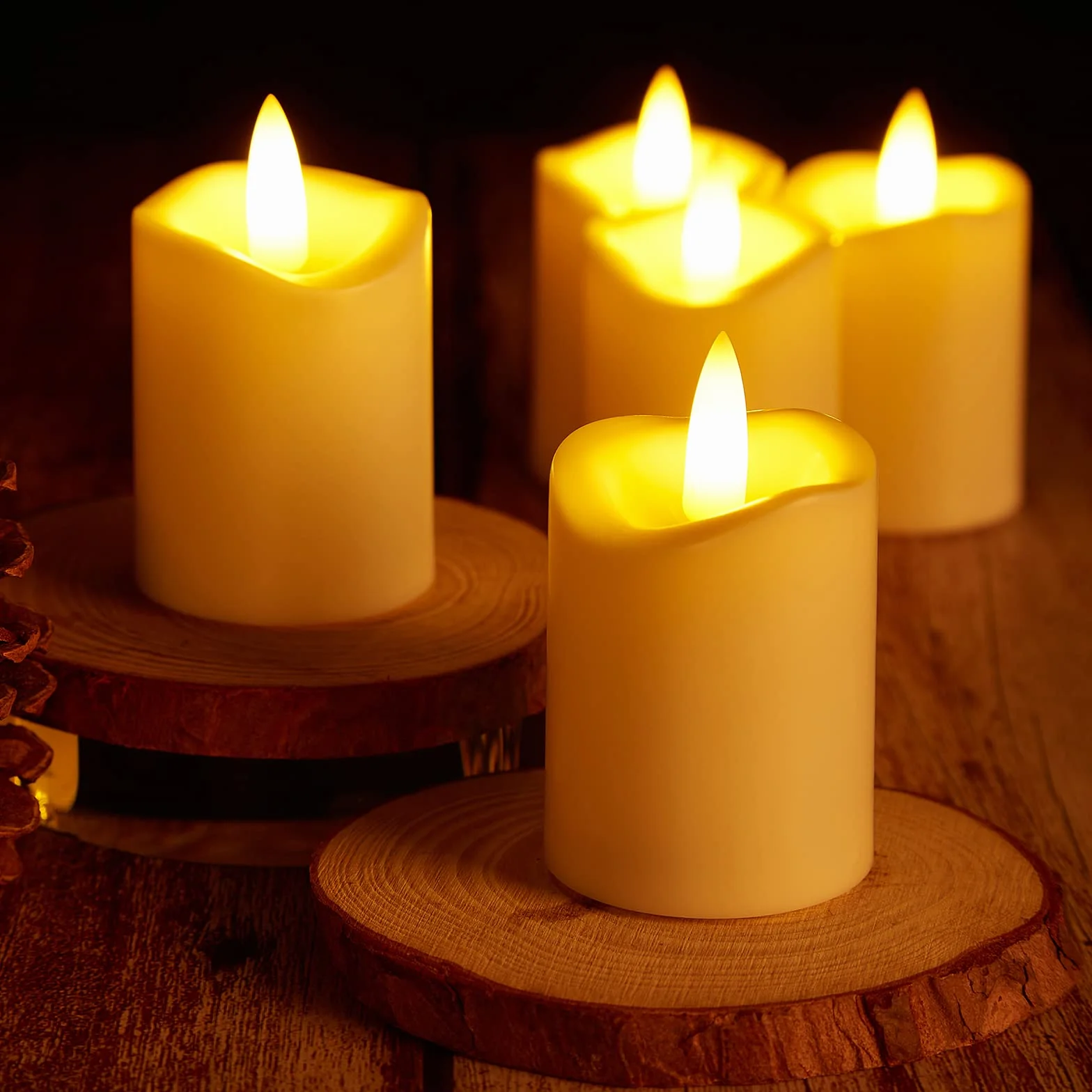 Bougies LED suspendues Lot de 12, sans flamme, ivoire, avec minuteur, effet dégradé (blanc chaud)