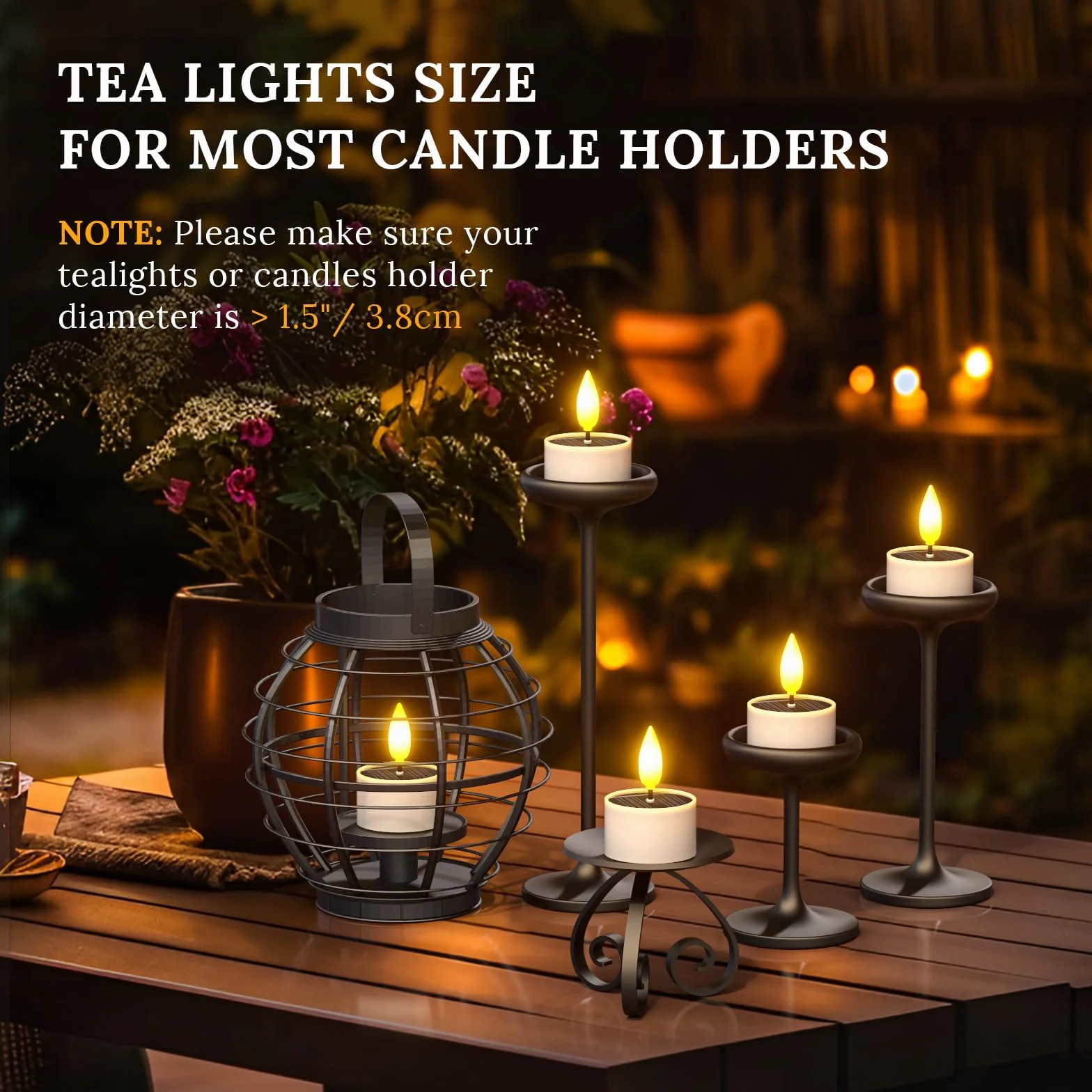 SoulBay Lot de 6 bougies chauffe-plat solaires LED étanches Dusk To Dawn rechargeables pour extérieur