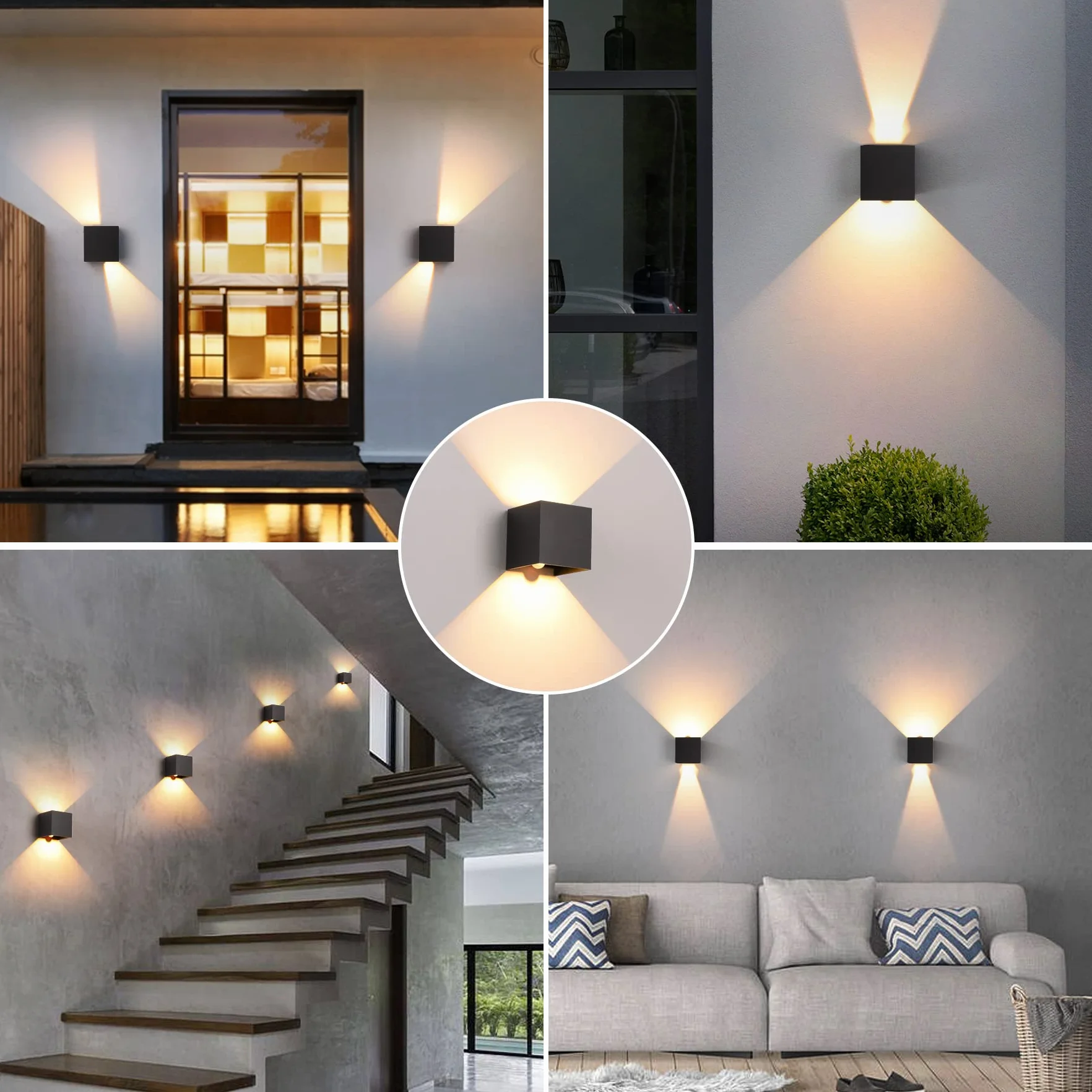 Applique Murale LED 12W Intérieur Extérieur Détecteur Mouvement 3000K Blanc Chaud IP65 Noir